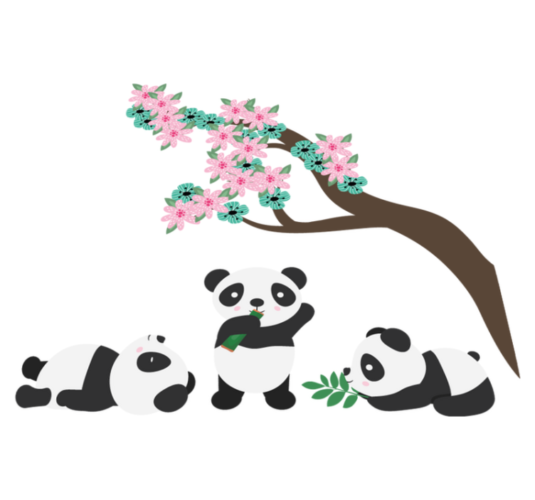 Dieren vinyl tapijt panda clan met een vleugje fantasie - TenStickers