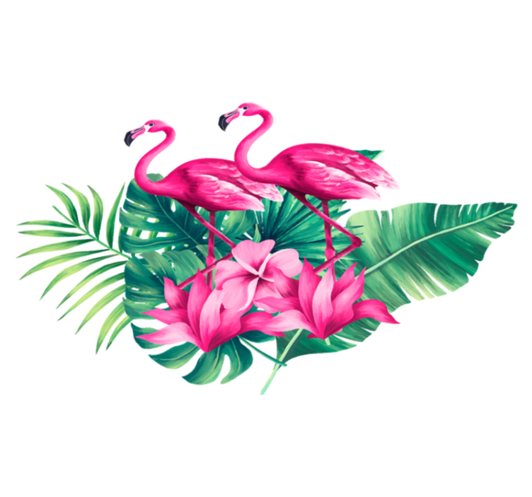 Dieren vinyl tapijt flamingo's en bladeren - TenStickers