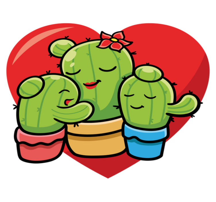 Dieren vinyl tapijt cactus familie liefde - TenStickers