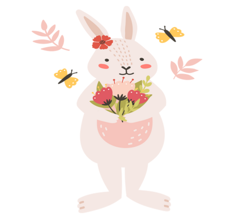 Dieren vinyl tapijt schattige konijn kunstwerk - TenStickers