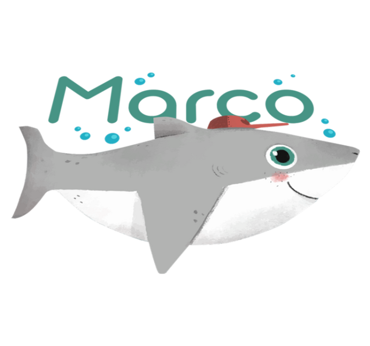 Dieren vinyl tapijt babyhaai met naam - TenStickers