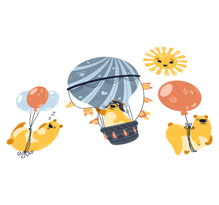 Dieren vinyl tapijt met dieren aan ballonnen - TenStickers