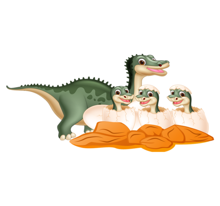Dieren vinyl tapijt schattige dinosaurussen familie - TenStickers