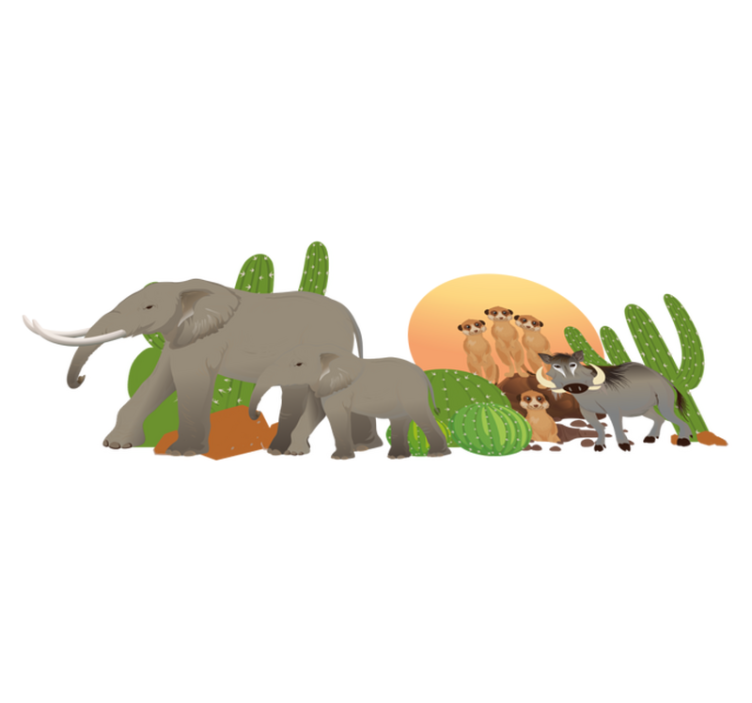 Dieren vinyl tapijt safari dieren scene - TenStickers