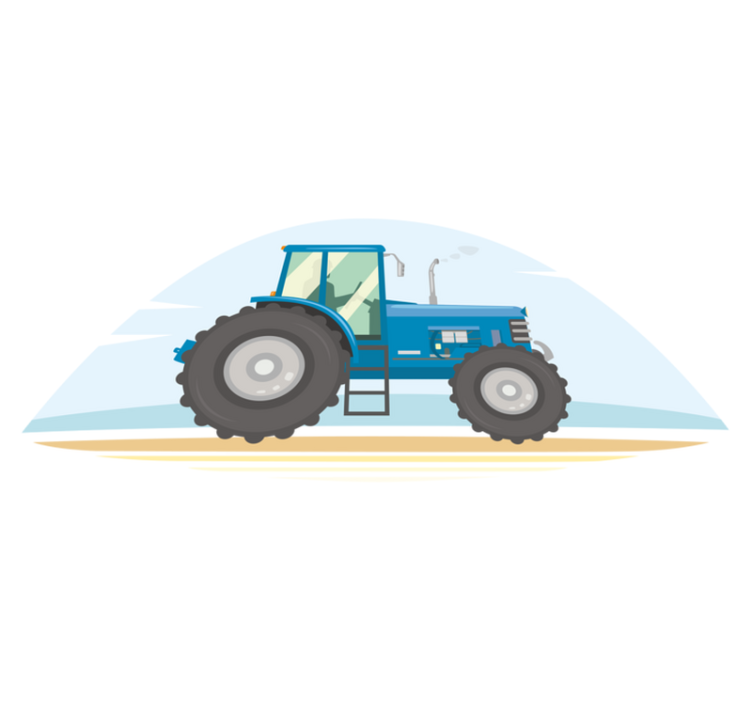 Dieren vinyl tapijt met blauwe tractor illustratie - TenStickers