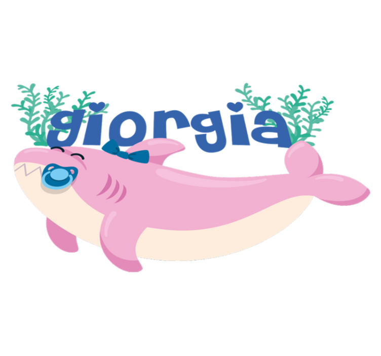 Dieren vinyl tapijt baby shark met naam meisje - TenStickers