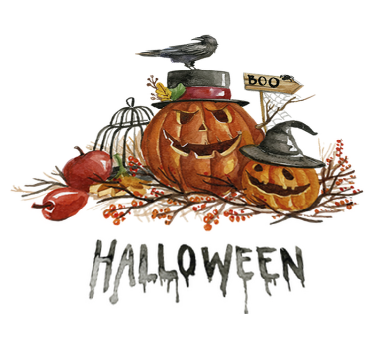 Vinyl tapijt halloween angstaanjagende pompoenen - TenStickers