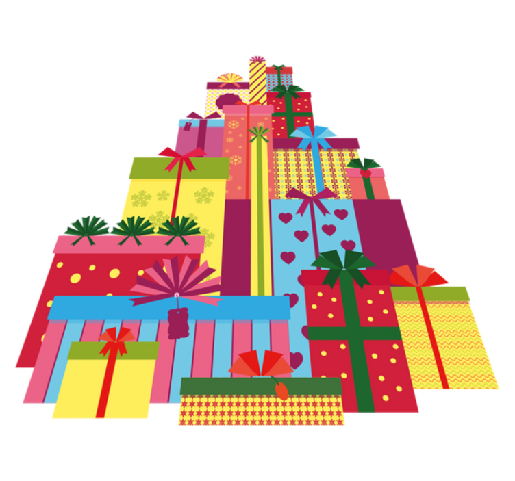 Vinyl tapijt kerstmis grote stapel cadeaus - TenStickers