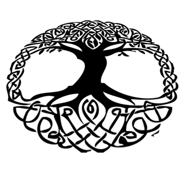 Vinyl tapijt bloemen en planten celta zwarte boom - TenStickers