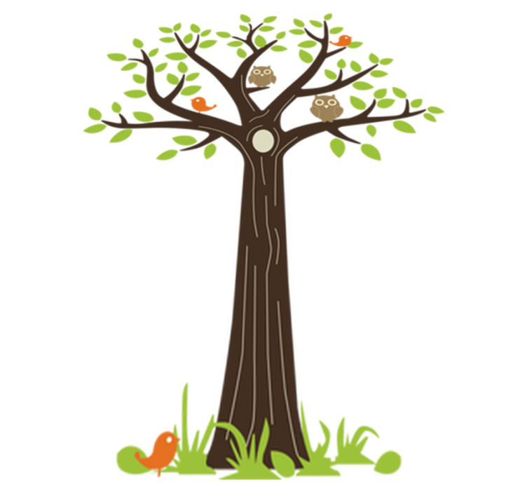 Vinyl tapijt bloemen en planten uilen en bomen - TenStickers