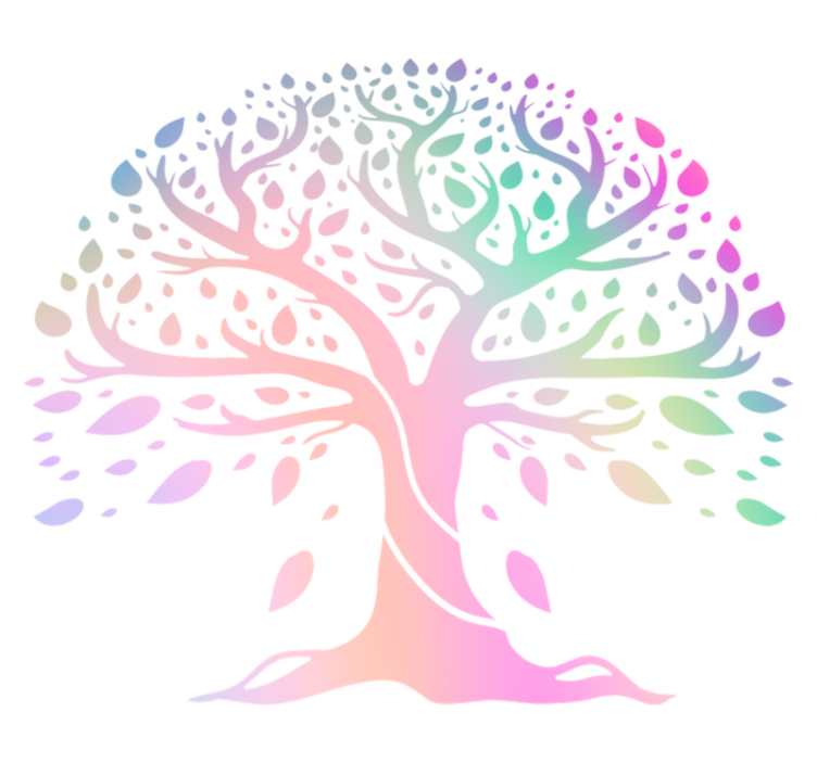 Vinyl tapijt bloemen en planten levensboom regenboogkleuren - TenStickers