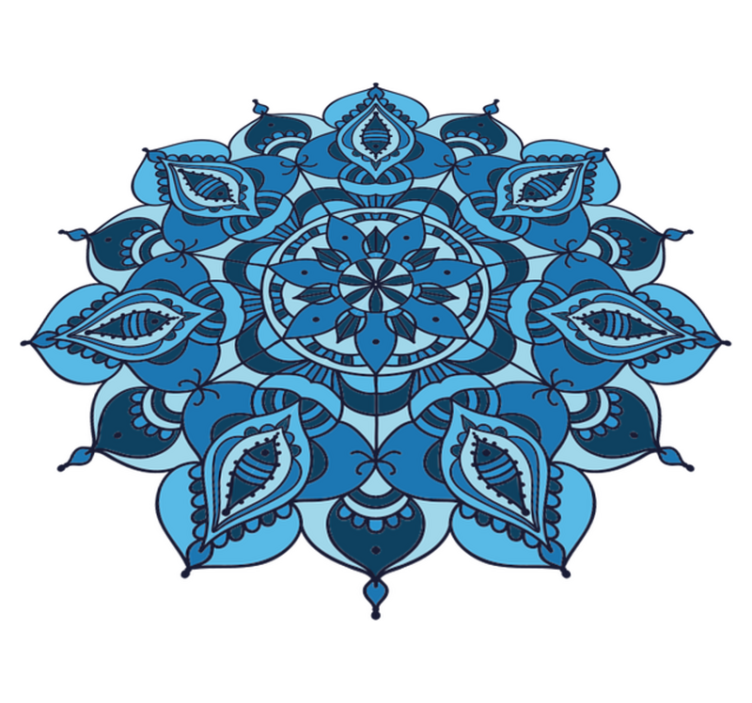Vinyl tapijt bloemen en planten lotus blauwe mandala - TenStickers