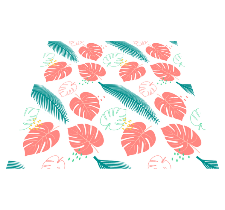 Vinyl tapijt bloemen en planten roze tropische bladeren - TenStickers