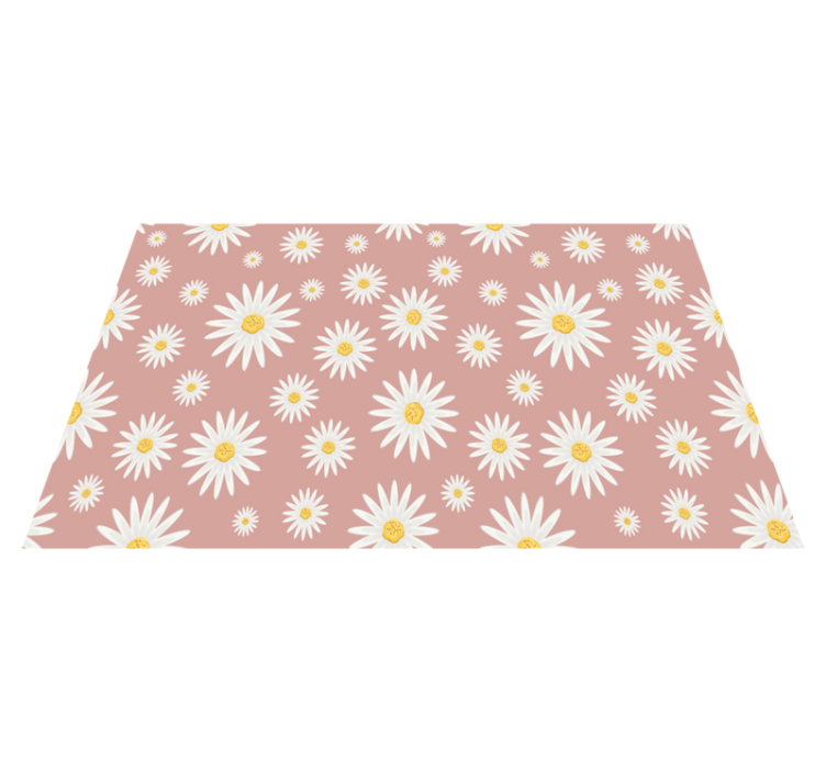 Vinyl tapijt bloemen en planten schattig roze madeliefjespatroon - TenStickers