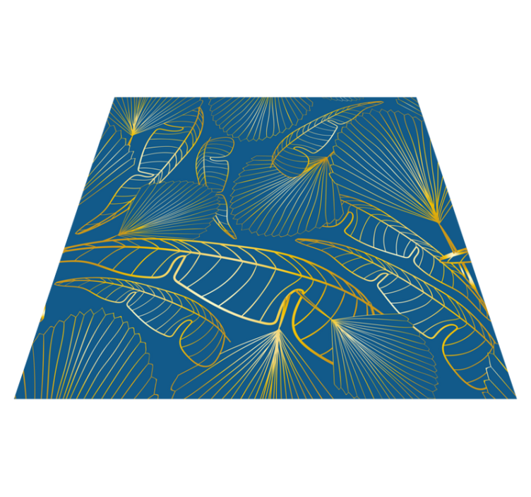 Vinyl tapijt bloemen en planten gouden bladeren - TenStickers