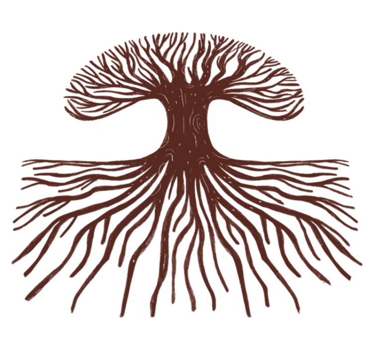 Vinyl tapijt bloemen en planten levensboom lange wortels - TenStickers