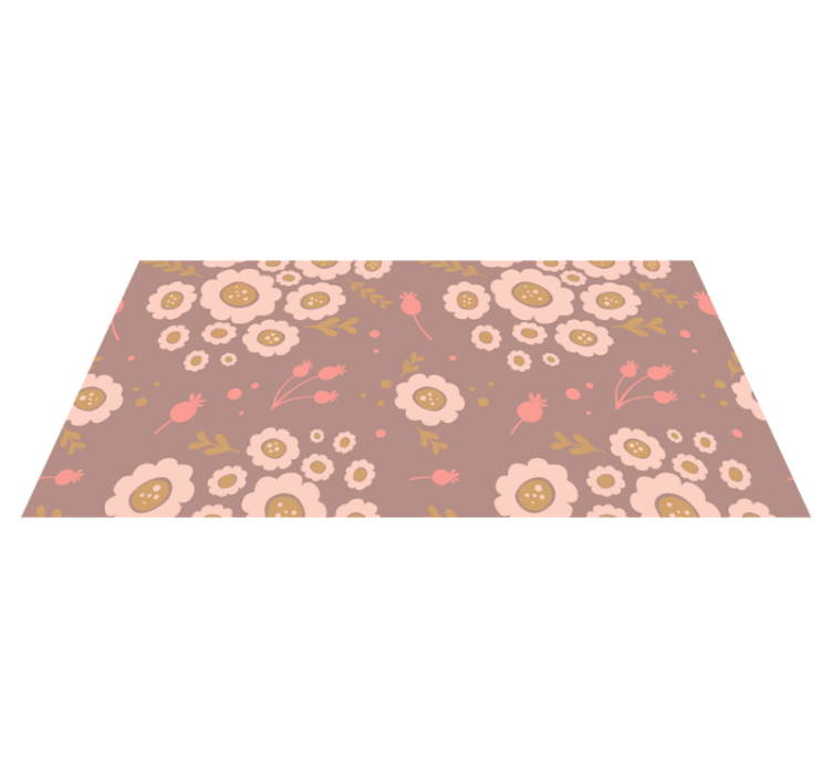 Vinyl tapijt bloemen en planten pastel gekleurde folkart patroon - TenStickers