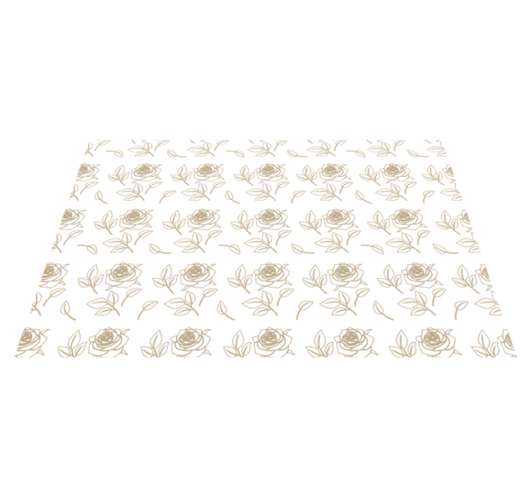 Vinyl tapijt bloemen en planten rozenpatroon beige achtergrond - TenStickers