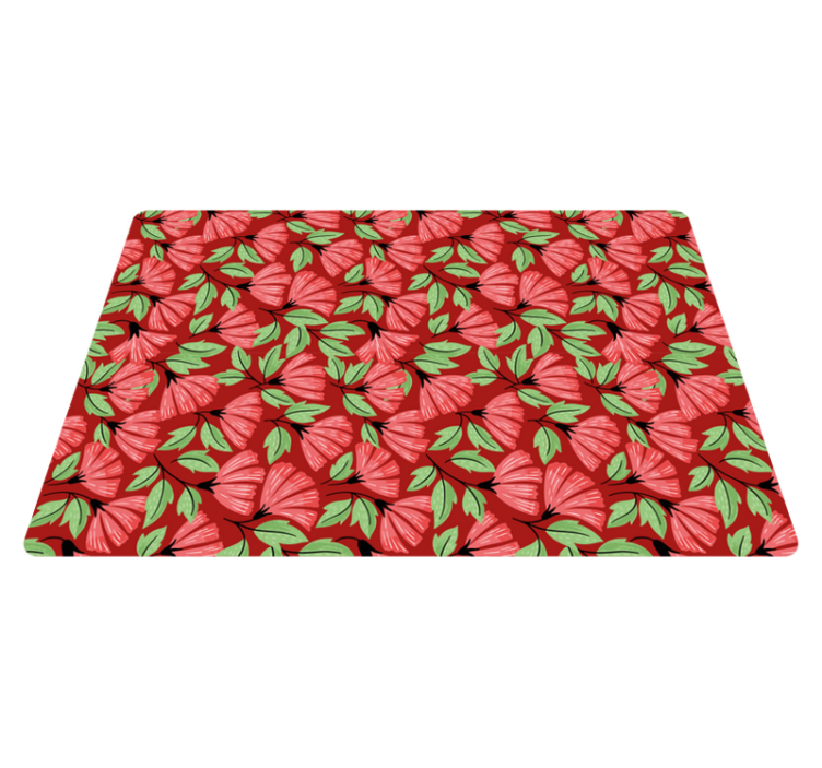 Vinyl tapijt bloemen en planten vintage rood patroon - TenStickers