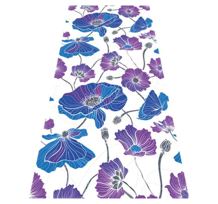 Vinyl tapijt bloemen en planten blauwe en paarse bloemen - TenStickers