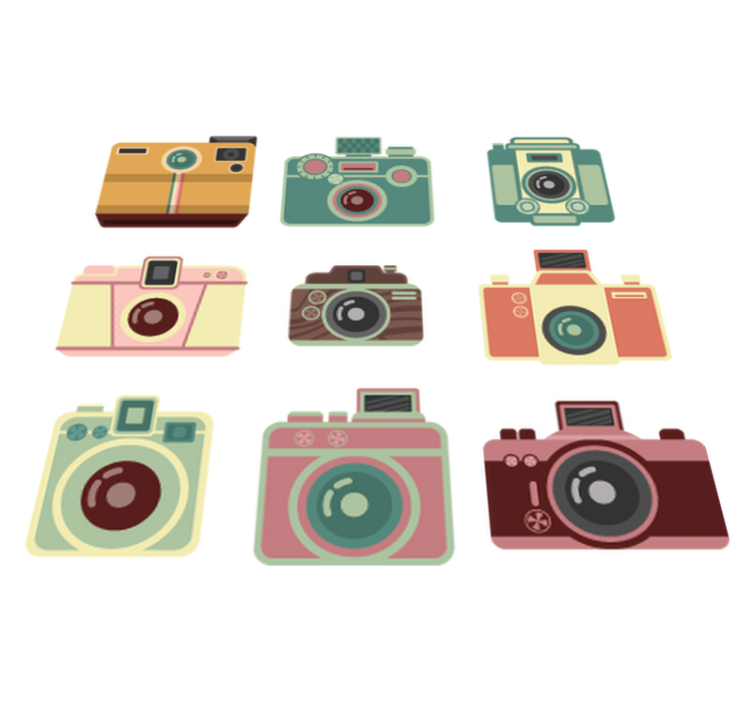 Vinyl tapijt eetkamer vintage camera's - TenStickers