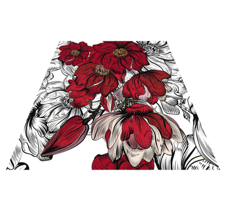 Vinyl tapijt eetkamer rode en witte bloemen - TenStickers