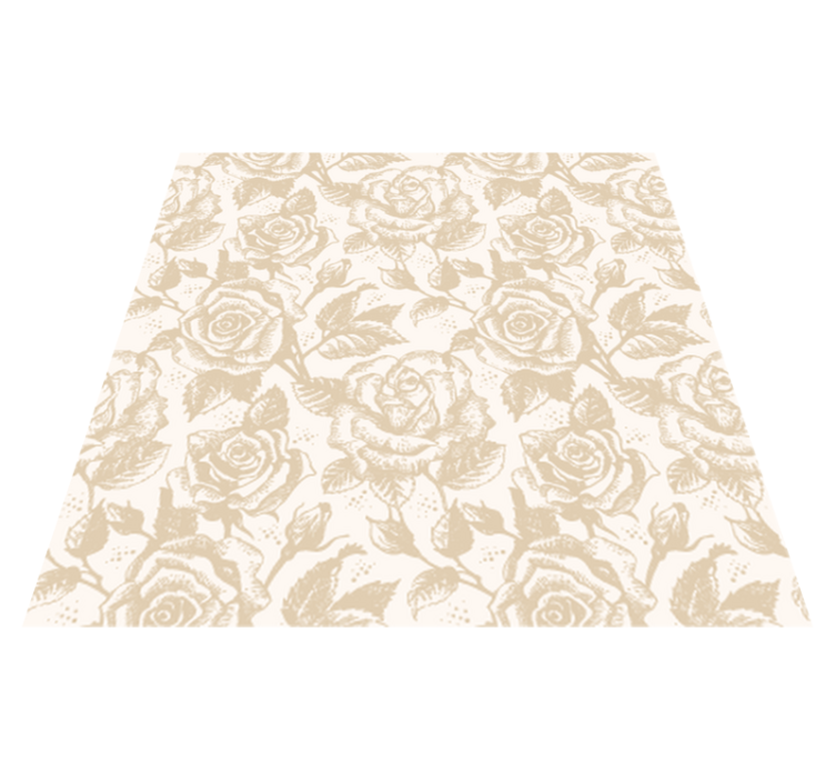 Vinyl tapijt eetkamer beige vintage rozen - TenStickers
