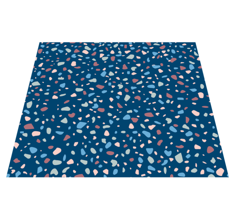 Vinyl vloerkleed keuken donkerblauw terrazo - TenStickers