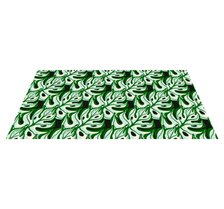 Vinyl tapijt bloemen en planten zwartgroene flora patroon - TenStickers