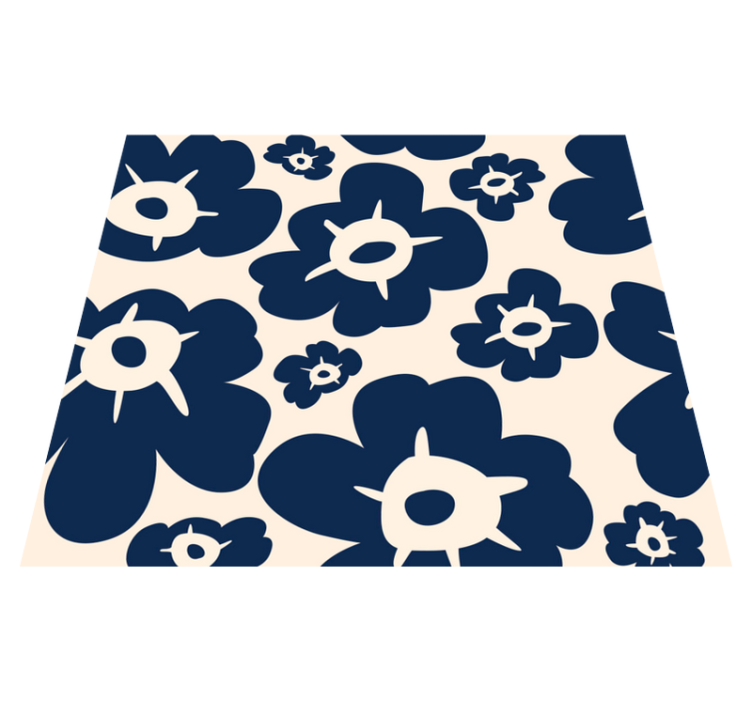 Vinyl tapijt bloemen en planten donkerblauwe papaver - TenStickers