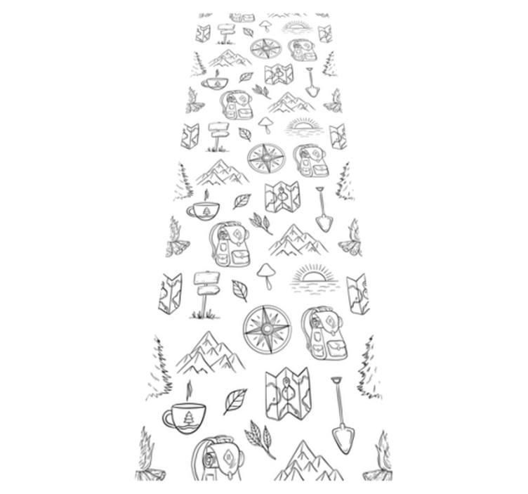 Vinyl tapijt slaapkamer handgetekende kompas en bergen - TenStickers