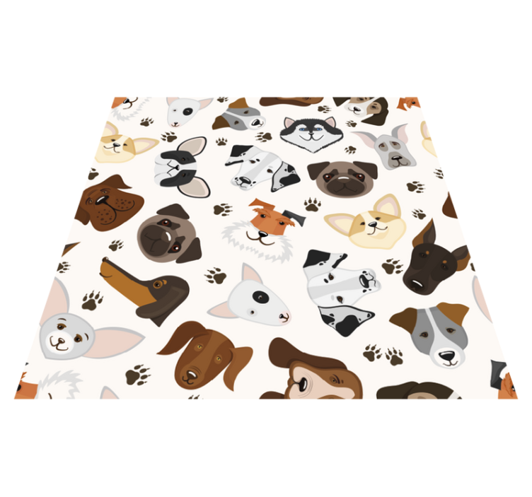 Vinyl tapijt slaapkamer schattig mix puppy en hond patroon - TenStickers