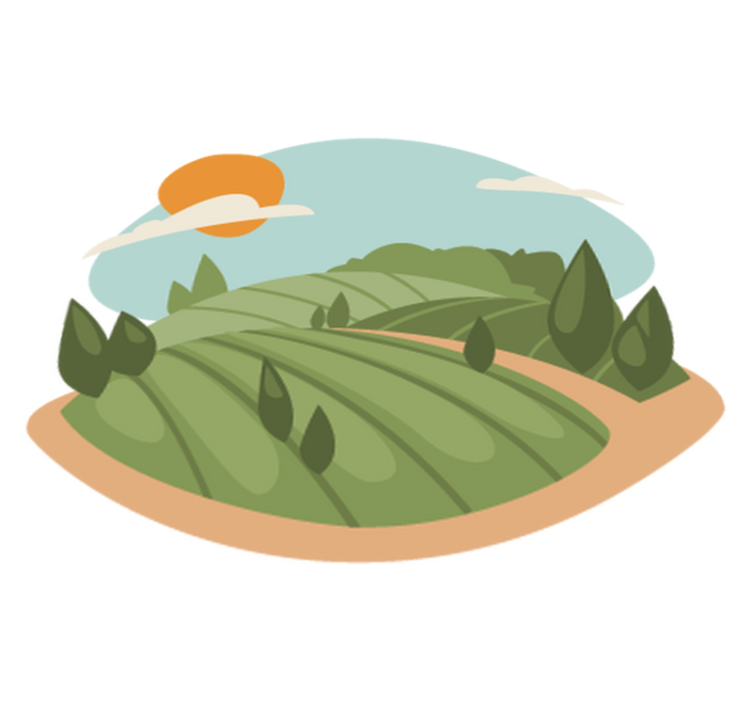 Vinyl tapijt natuur velden illustratie - TenStickers