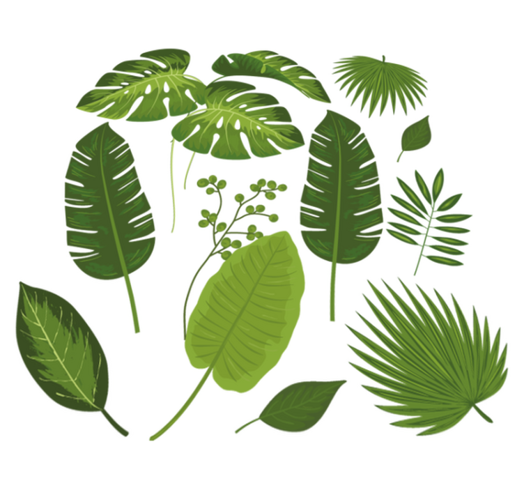 Vinyl tapijt bloemen en planten variëteit aan bladeren - TenStickers