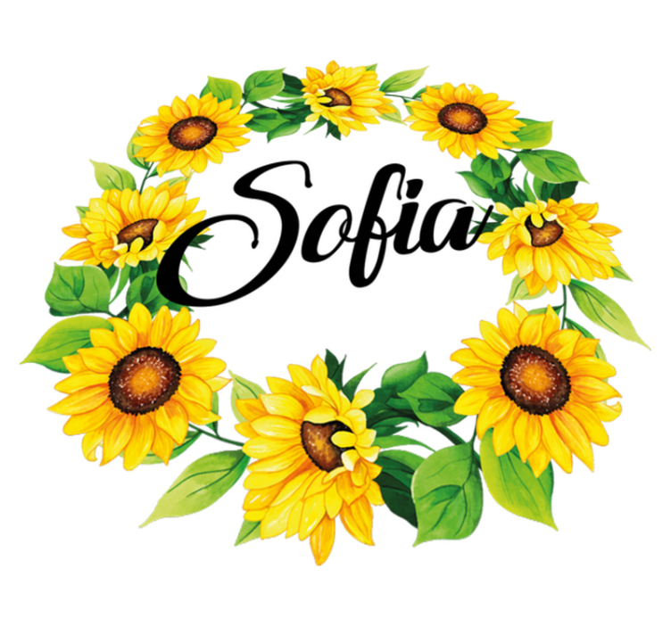 Vinyl tapijt bloemen en planten zomer bloemenkrans met naam - TenStickers