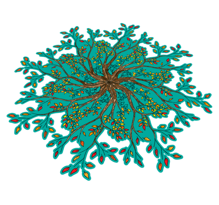 Vinyl tapijt bloemen en planten levendig boomconcept - TenStickers