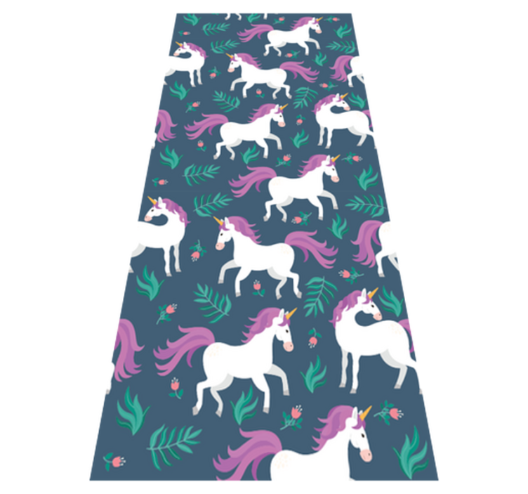 Vinyl tapijt slaapkamer plat eenhoorn blauw patroon - TenStickers