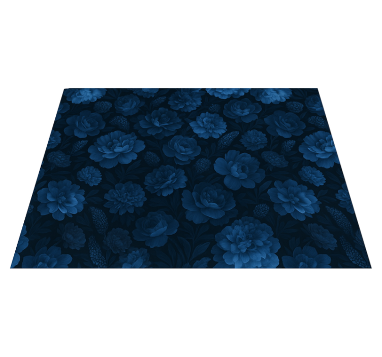 Vinyl tapijt slaapkamer donkerblauw mysterieus bloemenmotief - TenStickers