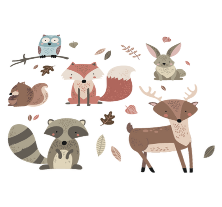 Vinyl tapijt kind herfst dieren stickers - TenStickers