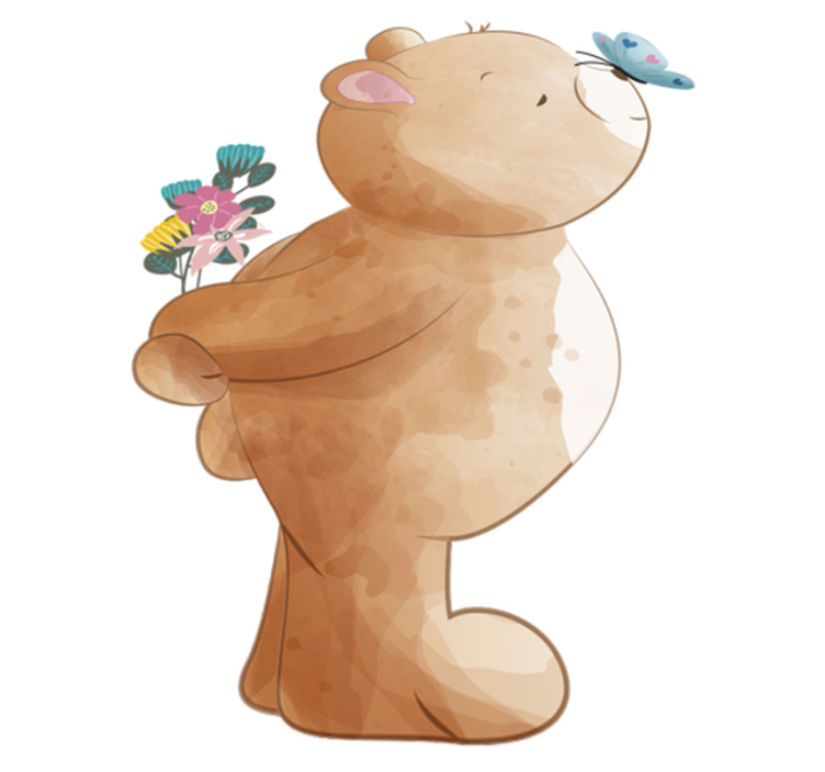 Vinyl tapijt kind met beer en vlinder sticker - TenStickers