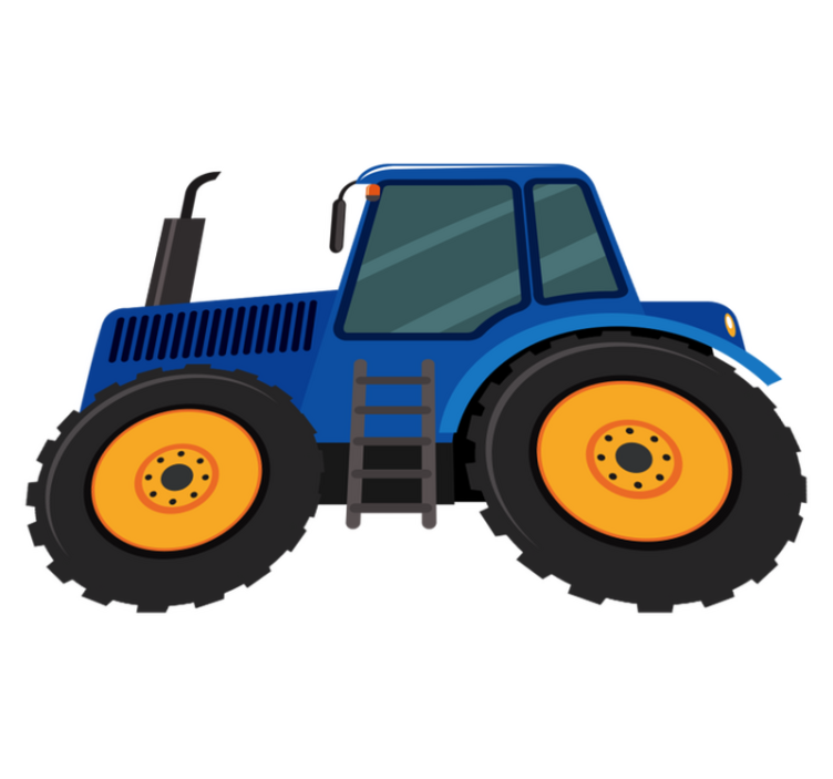 Vinyl tapijt kind blauwe tractor - TenStickers