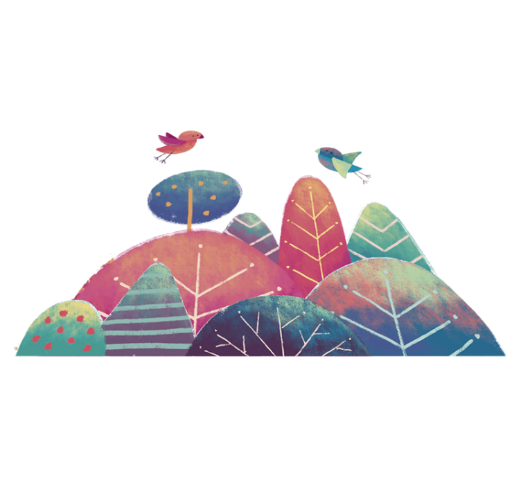 Vinyl tapijt kind blauwe en roze bomen - TenStickers