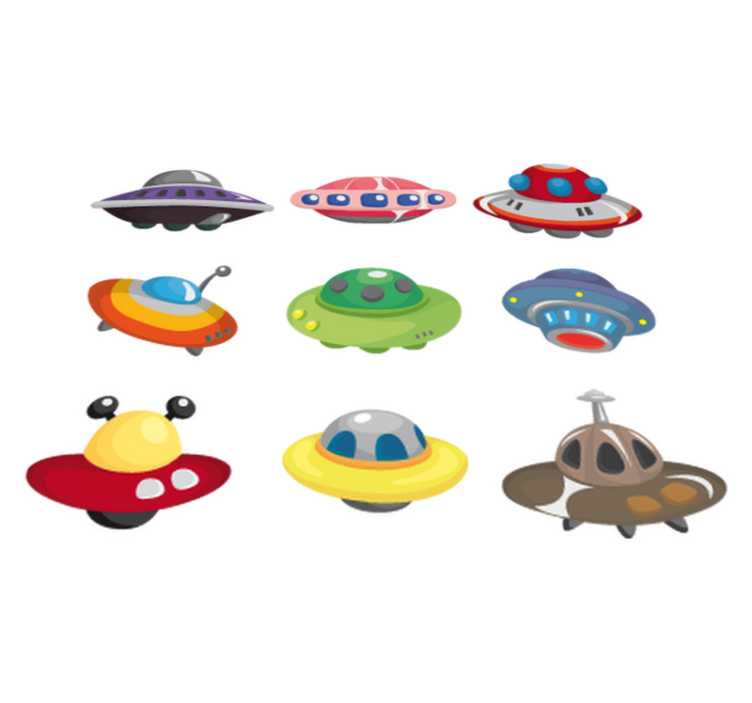 Vinyl tapijt kind sticker collectie ufo's - TenStickers