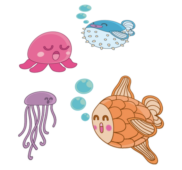 Vinyl tapijt kind sticker illustratie vissen - TenStickers