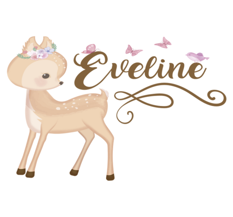 Vinyl tapijt kind met gepersonaliseerde hert sticker - TenStickers