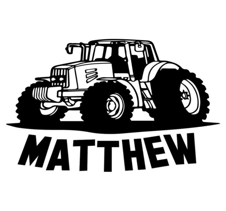 Vinyl tapijt kind tractor silhouet met naam - TenStickers