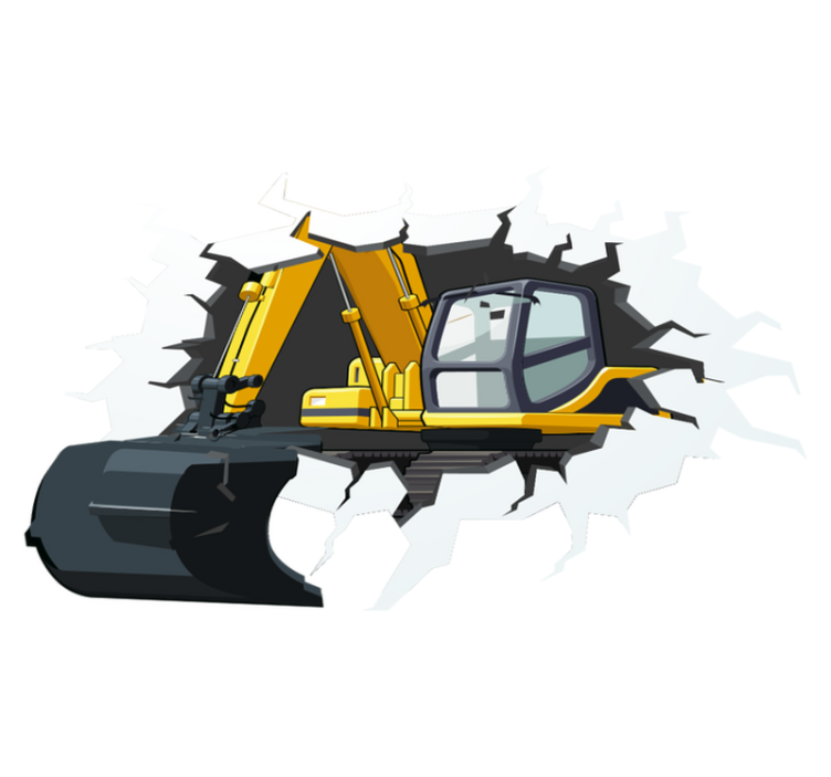 Vinyl tapijt kind bagger gat in de muur - TenStickers