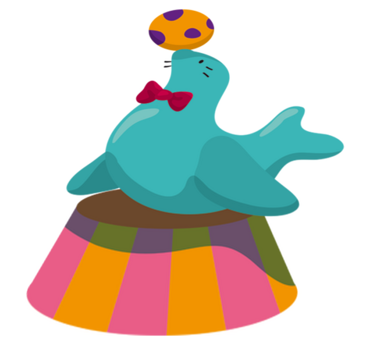 Vinyl tapijt kind circuszeehond met bal - TenStickers