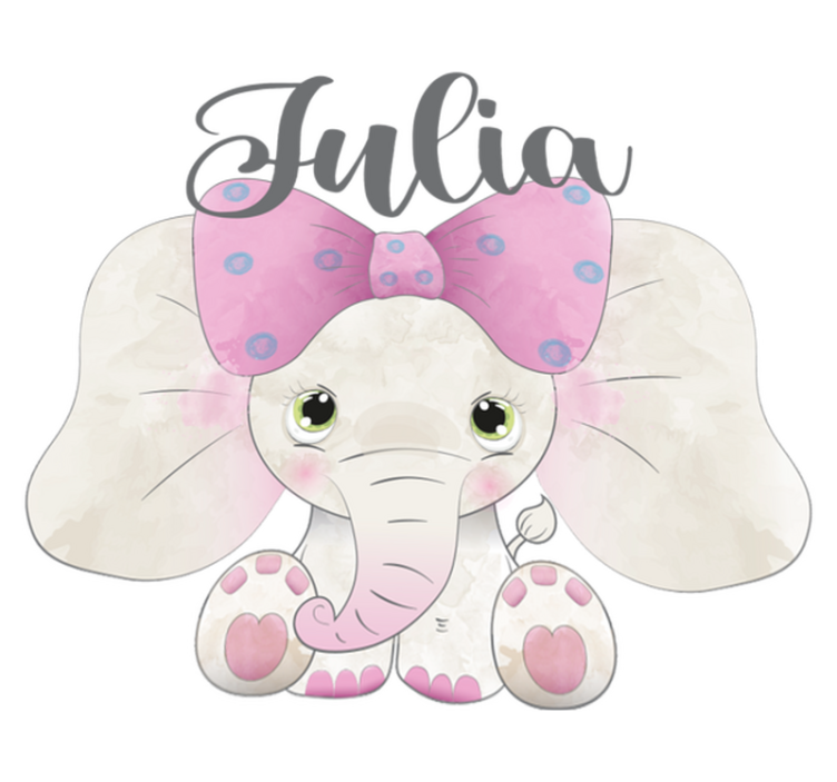 Vinyl tapijt kind olifant met baby en naam - TenStickers