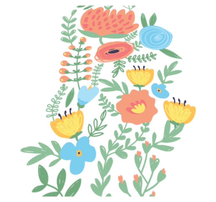 Vinyl tapijt kind met bloemenstickers voor deur - TenStickers